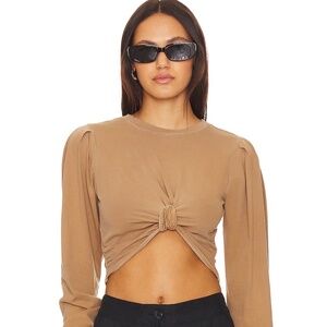 Revolve x Tularosa Zola Crop Top Tan Sand Long Sleeve XXS
